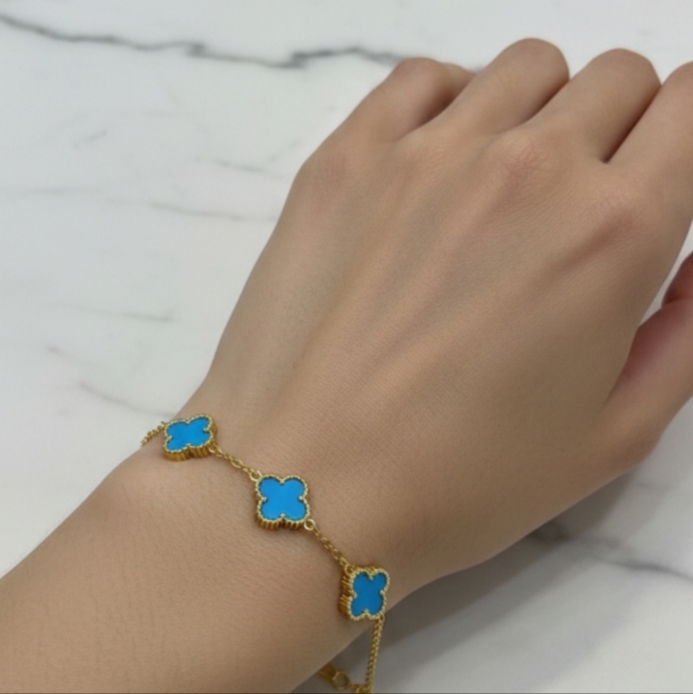 Gold and Turquoise Floral Bracelet